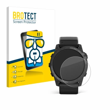 Vorderseite einer Produktverpackung mit dem Markenlogo BROTECT. Daneben ist das Gerät Garmin Tactix 7 Pro mit dem zugehörigen 