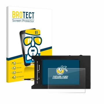 Vorderseite einer Produktverpackung mit dem Markenlogo BROTECT. Daneben ist das Gerät NanoVNA H4 mit dem zugehörigen Displaysc