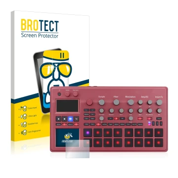 Vorderseite einer Produktverpackung mit dem Markenlogo BROTECT. Daneben ist das Gerät KORG electribe Sampler mit dem zugehörig