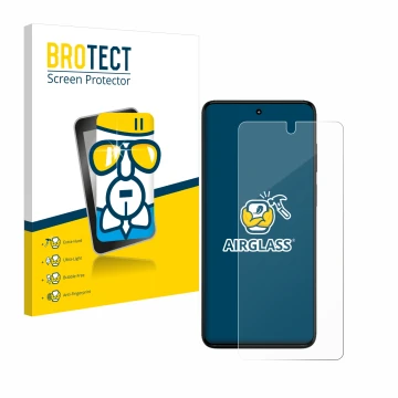 Vorderseite einer Produktverpackung mit dem Markenlogo BROTECT. Daneben ist das Gerät Motorola Moto G82 5G mit dem zugehörigen