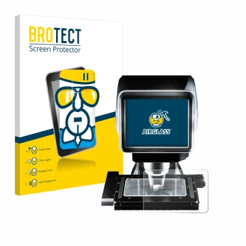 Vorderseite einer Produktverpackung mit dem Markenlogo BROTECT. Daneben ist das Gerät Keyence LM-1100 Glasplatte mit dem zugeh