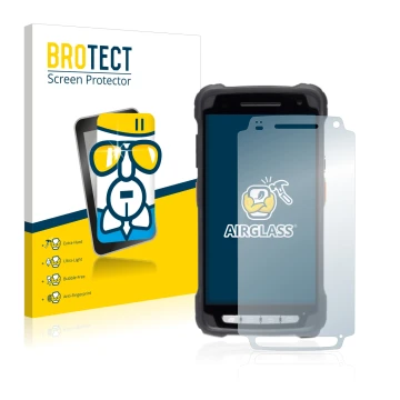 Vorderseite einer Produktverpackung mit dem Markenlogo BROTECT. Daneben ist das Gerät Janam XT3 mit dem zugehörigen Displaysch