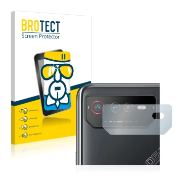 Vorderseite einer Produktverpackung mit dem Markenlogo BROTECT. Daneben ist das Gerät ASUS ROG Phone 6 (NUR Kameraschutz) mit 