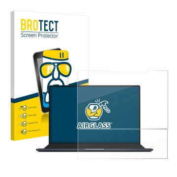 Vorderseite einer Produktverpackung mit dem Markenlogo BROTECT. Daneben ist das Gerät ASUS ZenBook Pro 14 Duo OLED UX8402 mit 