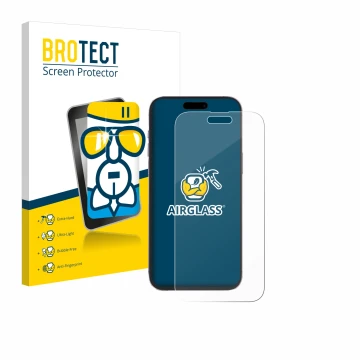 Vorderseite einer Produktverpackung mit dem Markenlogo BROTECT. Daneben ist das Gerät Apple iPhone 14 Pro Max mit dem zugehöri