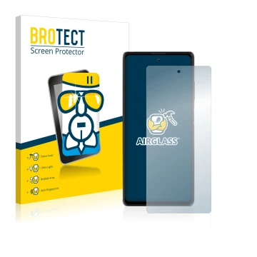 Vorderseite einer Produktverpackung mit dem Markenlogo BROTECT. Daneben ist das Gerät Blackview A100 mit dem zugehörigen Displ