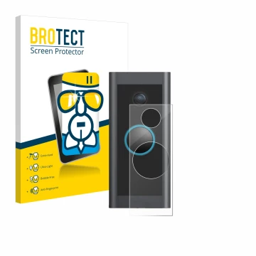 Vorderseite einer Produktverpackung mit dem Markenlogo BROTECT. Daneben ist das Gerät Ring Video Doorbell Wired mit dem zugehö