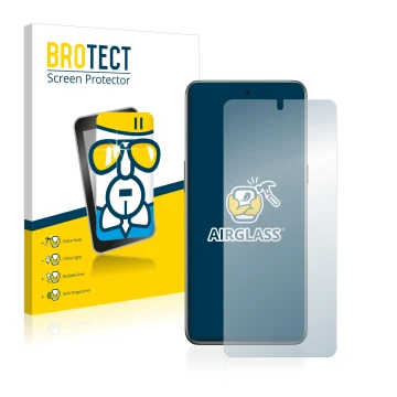 Vorderseite einer Produktverpackung mit dem Markenlogo BROTECT. Daneben ist das Gerät OnePlus 10T 5G mit dem zugehörigen Displ