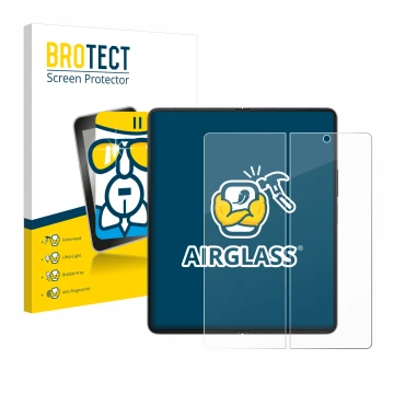 Vorderseite einer Produktverpackung mit dem Markenlogo BROTECT. Daneben ist das Gerät Samsung Galaxy Z Fold 4 (Inneres Display