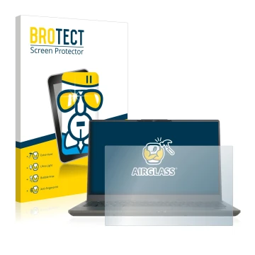 Vorderseite einer Produktverpackung mit dem Markenlogo BROTECT. Daneben ist das Gerät Fujitsu Lifebook U7411 mit dem zugehörig