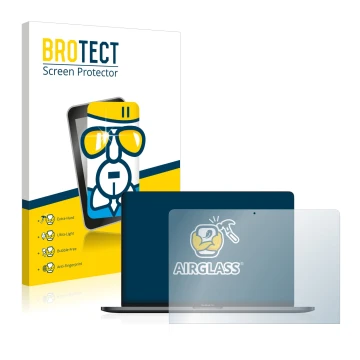 Vorderseite einer Produktverpackung mit dem Markenlogo BROTECT. Daneben ist das Gerät Apple MacBook Pro 13