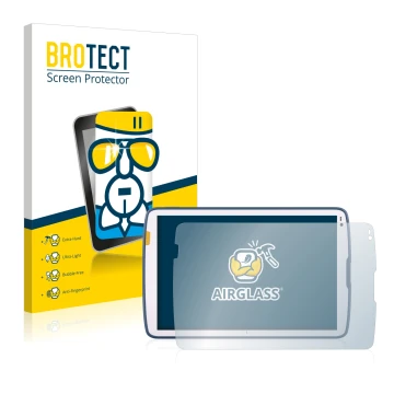 Vorderseite einer Produktverpackung mit dem Markenlogo BROTECT. Daneben ist das Gerät Zebra ET45 10.1