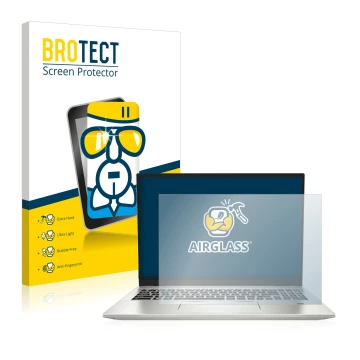 Vorderseite einer Produktverpackung mit dem Markenlogo BROTECT. Daneben ist das Gerät MSI Prestige 16 mit dem zugehörigen Disp