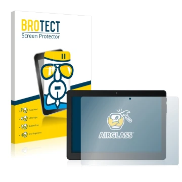 Vorderseite einer Produktverpackung mit dem Markenlogo BROTECT. Daneben ist das Gerät Acepad A145 10.1