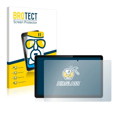 Vorderseite einer Produktverpackung mit dem Markenlogo BROTECT. Daneben ist das Gerät realme Pad 10.4