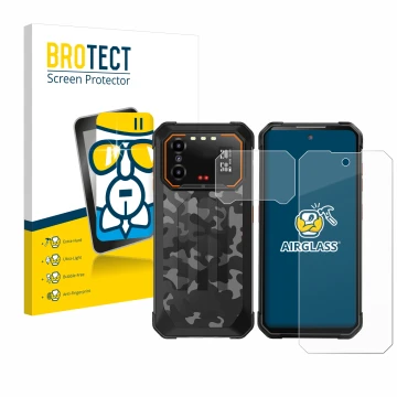 Vorderseite einer Produktverpackung mit dem Markenlogo BROTECT. Daneben ist das Gerät iiiF150 B1 Pro (Display+Kamera) mit dem 