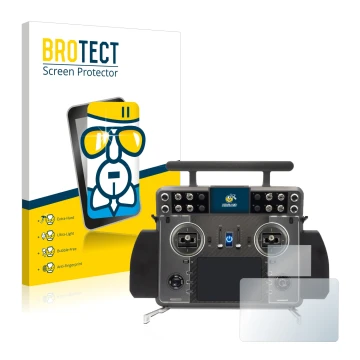 Vorderseite einer Produktverpackung mit dem Markenlogo BROTECT. Daneben ist das Gerät FrSky Tandem XE 2 mit dem zugehörigen Di