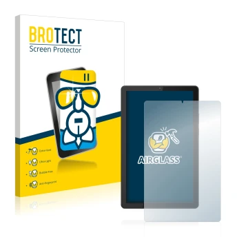 Vorderseite einer Produktverpackung mit dem Markenlogo BROTECT. Daneben ist das Gerät Lenovo Tab M9 mit dem zugehörigen Displa