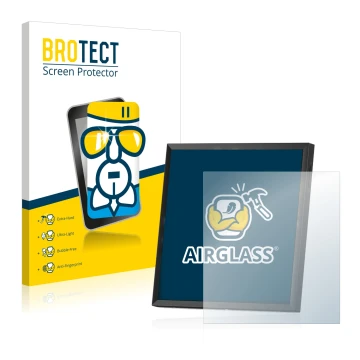 Vorderseite einer Produktverpackung mit dem Markenlogo BROTECT. Daneben ist das Gerät Divoom Pixoo-64 mit dem zugehörigen Disp