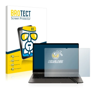 Vorderseite einer Produktverpackung mit dem Markenlogo BROTECT. Daneben ist das Gerät Samsung Galaxy Book3 360 13