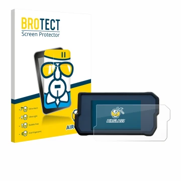 Vorderseite einer Produktverpackung mit dem Markenlogo BROTECT. Daneben ist das Gerät KTM 390 Duke 2019 mit dem zugehörigen Di