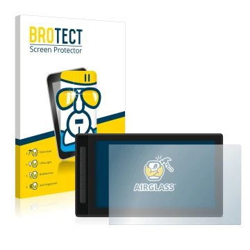 Vorderseite einer Produktverpackung mit dem Markenlogo BROTECT. Daneben ist das Gerät Huion Kamvas Pro 16 (2.5K) mit dem zugeh