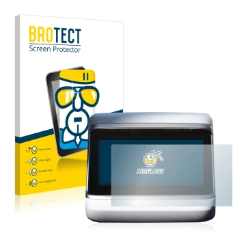 Vorderseite einer Produktverpackung mit dem Markenlogo BROTECT. Daneben ist das Gerät Tesla Model S Plaid 2023 (Hinteres Displ