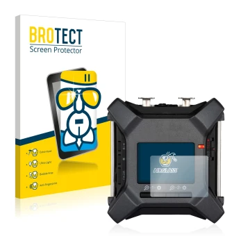 Vorderseite einer Produktverpackung mit dem Markenlogo BROTECT. Daneben ist das Gerät Zoom F3 field recorder mit dem zugehörig