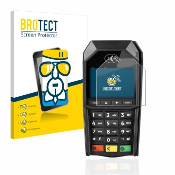 Vorderseite einer Produktverpackung mit dem Markenlogo BROTECT. Daneben ist das Gerät ingenico Desk/1600 mit dem zugehörigen D