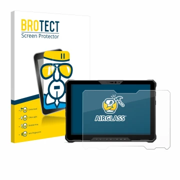 Vorderseite einer Produktverpackung mit dem Markenlogo BROTECT. Daneben ist das Gerät Dell Latitude 7230 Rugged Extreme mit de