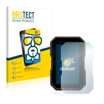 Vorderseite einer Produktverpackung mit dem Markenlogo BROTECT. Daneben ist das Gerät Ducati DesertX 2022 mit dem zugehörigen 