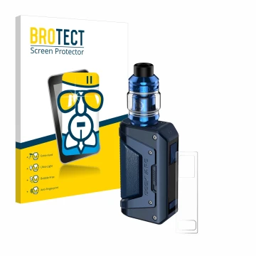 Vorderseite einer Produktverpackung mit dem Markenlogo BROTECT. Daneben ist das Gerät GeekVape Aegis Legend 2 L200 mit dem zug