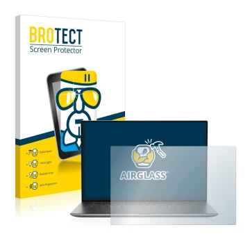 Vorderseite einer Produktverpackung mit dem Markenlogo BROTECT. Daneben ist das Gerät Dell Precision 5570 Non-Touch mit dem zu