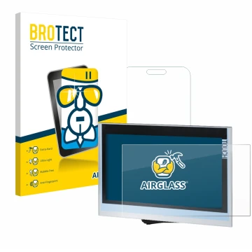 Vorderseite einer Produktverpackung mit dem Markenlogo BROTECT. Daneben ist das Gerät Siemens Simatic HMI TP1900 Comfort mit d
