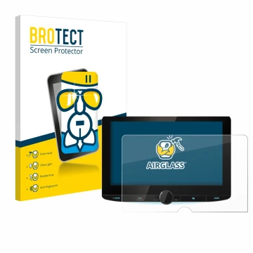 Vorderseite einer Produktverpackung mit dem Markenlogo BROTECT. Daneben ist das Gerät Kenwood DNR992RVS mit dem zugehörigen Di