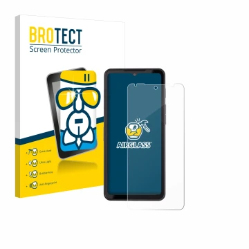 Vorderseite einer Produktverpackung mit dem Markenlogo BROTECT. Daneben ist das Gerät Caterpillar Cat S75 mit dem zugehörigen 