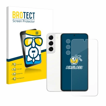 Vorderseite einer Produktverpackung mit dem Markenlogo BROTECT. Daneben ist das Gerät Samsung Galaxy S22 Enterprise Edition (D