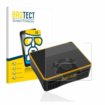 Vorderseite einer Produktverpackung mit dem Markenlogo BROTECT. Daneben ist das Gerät Junsi iCharger DX6 mit dem zugehörigen D