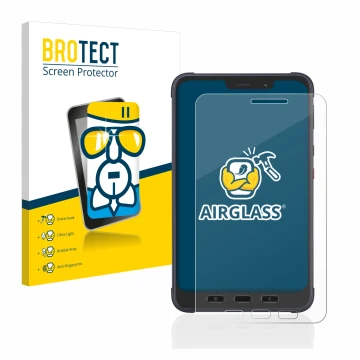 Vorderseite einer Produktverpackung mit dem Markenlogo BROTECT. Daneben ist das Gerät Samsung Galaxy Tab Active 3 Enterprise E