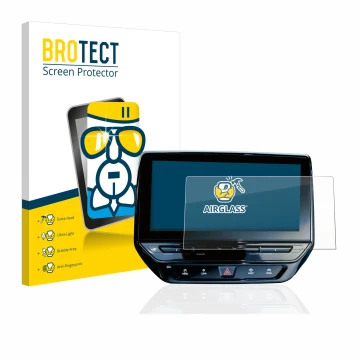 Vorderseite einer Produktverpackung mit dem Markenlogo BROTECT. Daneben ist das Gerät Volkswagen ID.5 Discover Pro 12