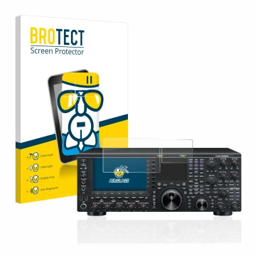 Vorderseite einer Produktverpackung mit dem Markenlogo BROTECT. Daneben ist das Gerät Kenwood TS-990s mit dem zugehörigen Disp