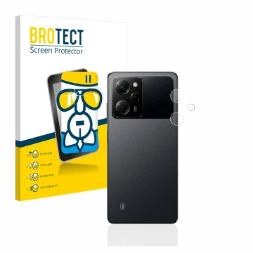 Vorderseite einer Produktverpackung mit dem Markenlogo BROTECT. Daneben ist das Gerät Xiaomi Poco X5 Pro (NUR Kameraschutz) mi