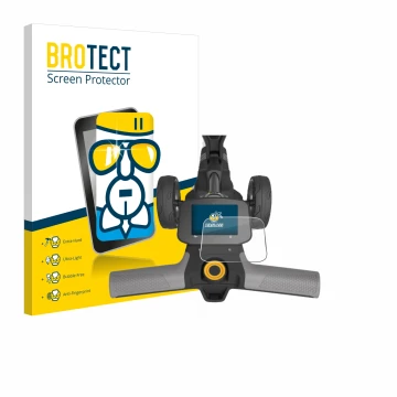 Vorderseite einer Produktverpackung mit dem Markenlogo BROTECT. Daneben ist das Gerät PowaKaddy FX5 New Full colour 3.5