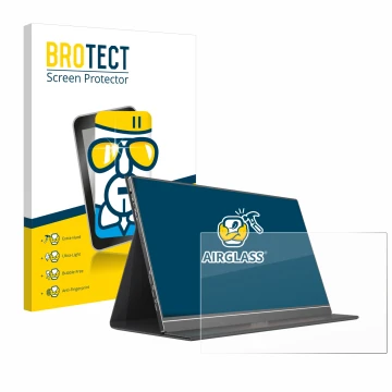 Vorderseite einer Produktverpackung mit dem Markenlogo BROTECT. Daneben ist das Gerät Arzopa ‎S1 Table 15.6