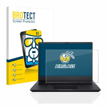 Vorderseite einer Produktverpackung mit dem Markenlogo BROTECT. Daneben ist das Gerät ASUS ProArt StudioBook 16 OLED mit dem z