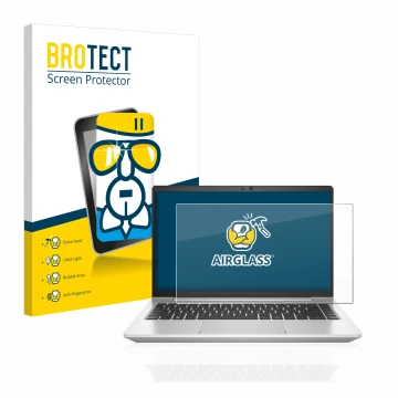 Vorderseite einer Produktverpackung mit dem Markenlogo BROTECT. Daneben ist das Gerät HP EliteBook 640 G9 mit dem zugehörigen 