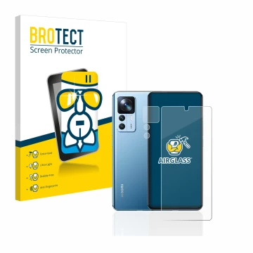 Vorderseite einer Produktverpackung mit dem Markenlogo BROTECT. Daneben ist das Gerät Xiaomi 12T (Display+Kamera) mit dem zuge