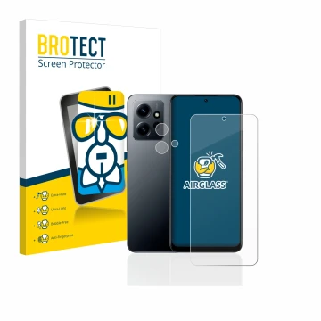 Vorderseite einer Produktverpackung mit dem Markenlogo BROTECT. Daneben ist das Gerät Xiaomi Redmi Note 12 4G (Display+Kamera)