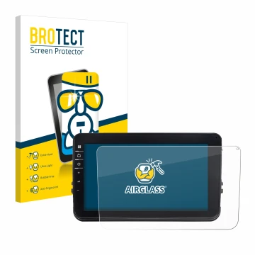 Vorderseite einer Produktverpackung mit dem Markenlogo BROTECT. Daneben ist das Gerät Dynavin D8-V8 8