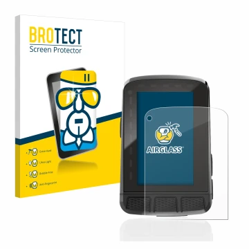 Vorderseite einer Produktverpackung mit dem Markenlogo BROTECT. Daneben ist das Gerät Wahoo Elemnt Roam 2 mit dem zugehörigen 